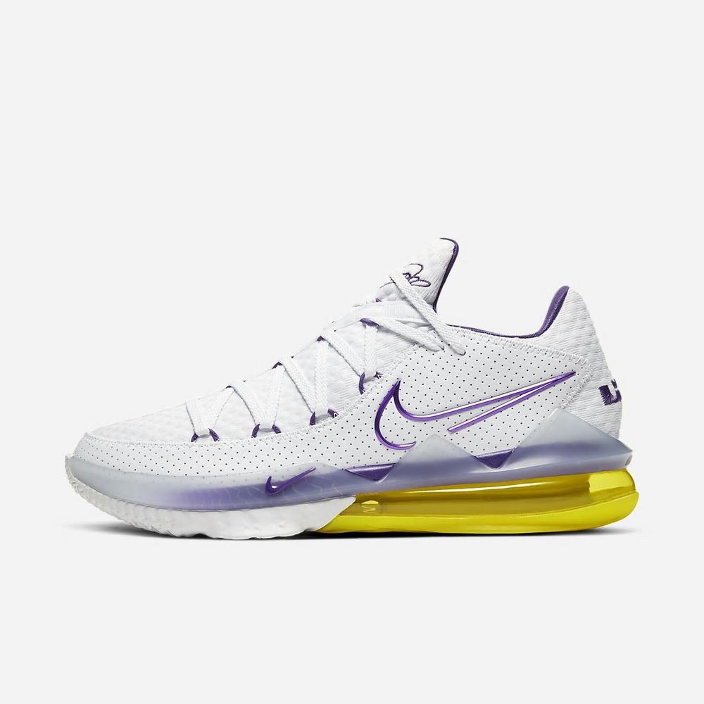 Chaussure De Basket Nike LeBron 17 Low Blanche 9418-523 White/Dynamic Yellow/Voltage Purple Femme | FPB-04470027